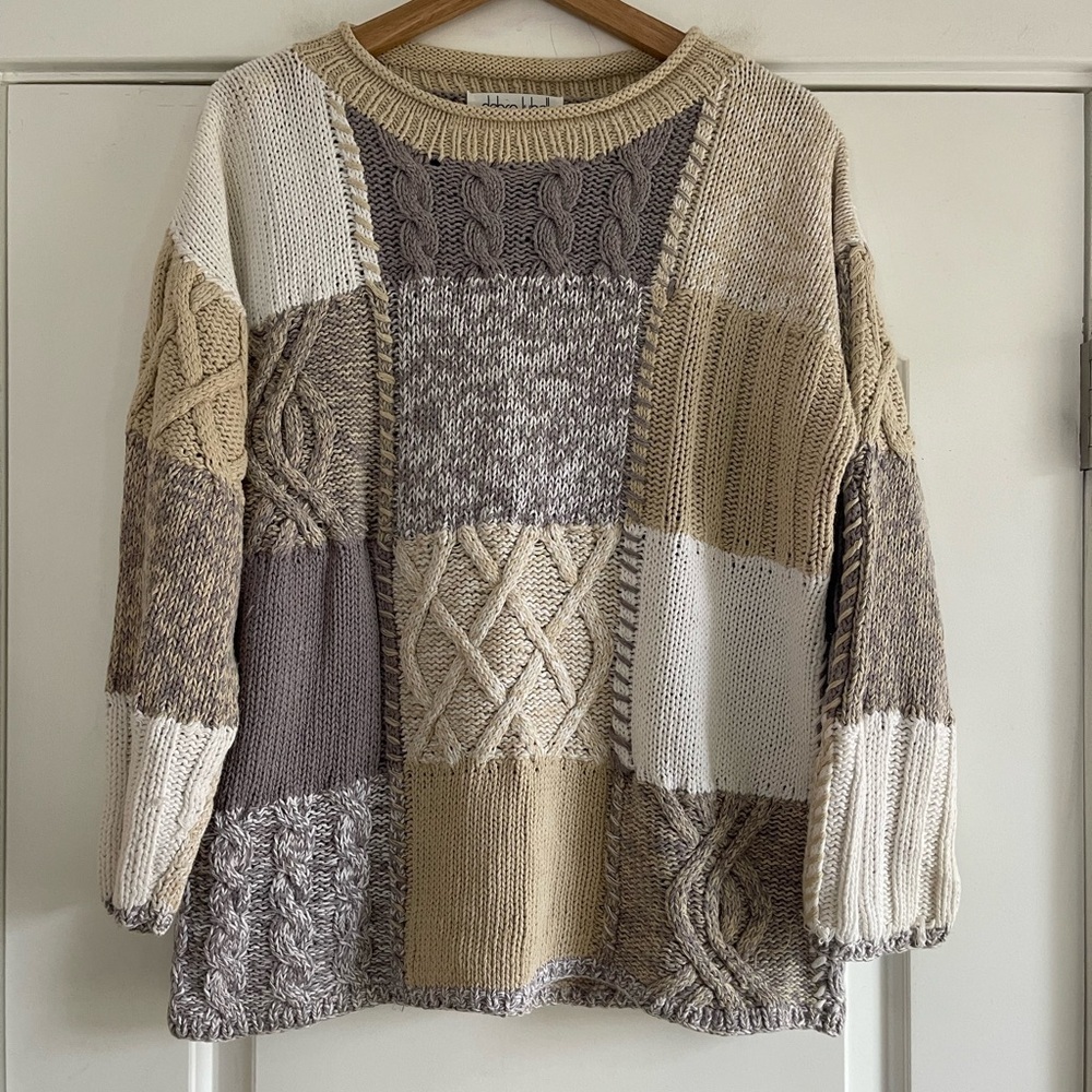 Vintage Debra Lubell Checked Cotton Knit Sweater - S
